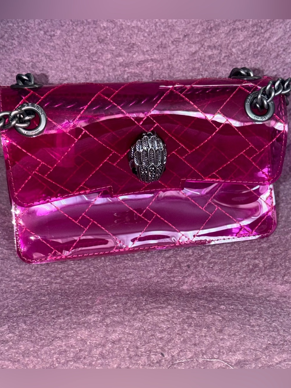 Kurt Geiger Quilted Fuchsia Crossbody Bag with Chain
